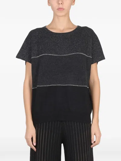 Fabiana Filippi Stylish Mesh Sweater With Shiny Detail In Gray