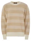 Fabiana Filippi Crew-neck Sweater In Wool And Cotton In Beige