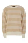 Fabiana Filippi Crew-neck Sweater In Wool And Cotton In Beige