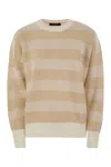 Fabiana Filippi Crew-neck Sweater In Wool And Cotton In Beige