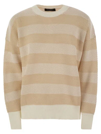 Fabiana Filippi Crew-neck Sweater In Wool And Cotton In Multi