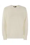 Fabiana Filippi Crew-neck Sweater In Wool And Cotton In White