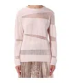 Fabiana Filippi Mohair Insert Long Sleeve Knit Sweater In Pink