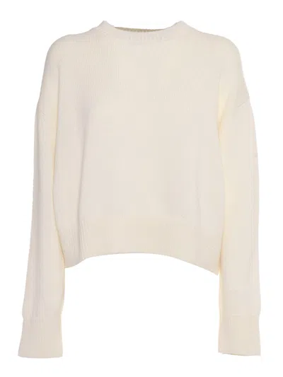 Fabiana Filippi Crew Neck Jumper With Embossed Effect Detail In White