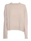 Fabiana Filippi Crew Neck Sweater With Sequin Trim Detail In Gray