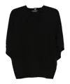 Fabiana Filippi Wool Blend Batwing Sleeve Top In Black