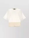 Fabiana Filippi Crew Neck T-shirt Drawstring Hem In Neutral