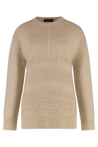 Fabiana Filippi Crew-neck Wool Sweater In Neutral