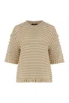 Fabiana Filippi Crew-neck Wool Sweater In Gold