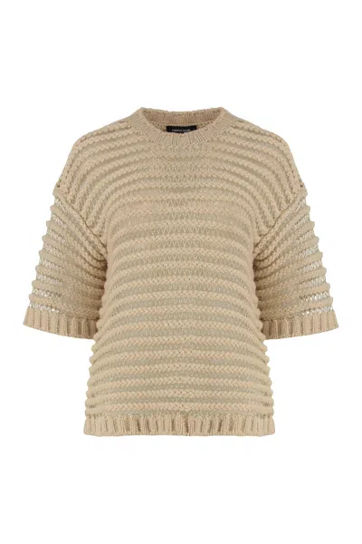 Fabiana Filippi Crew-neck Wool Sweater In Brown