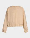 Fabiana Filippi Crewneck Donegal Tweed Bomber Jacket In Brown