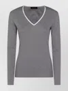 Fabiana Filippi Crewneck Knitwear Contrast Trim In Gray