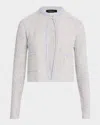 Fabiana Filippi Crewneck Metallic Tweed Cardigan In Vanigliamalva