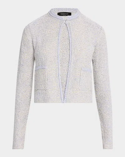 Fabiana Filippi Crewneck Metallic Tweed Cardigan In Beige Over