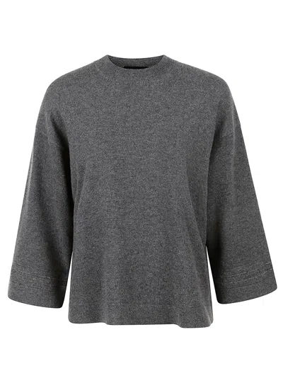 Fabiana Filippi Crewneck Plain Long-sleeved Top In Grey
