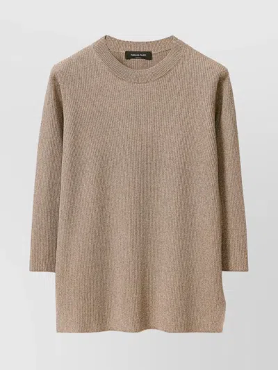 FABIANA FILIPPI CREWNECK RIBBED SWEATER SIDE SLITS