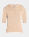 Fabiana Filippi Crewneck Sequin Degrade Sweater In Sabbia