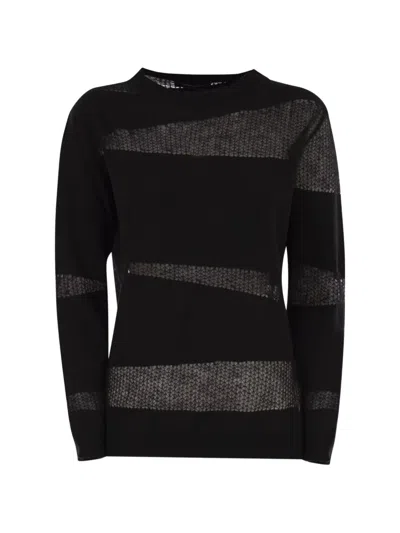 Fabiana Filippi Platinum Boat Neck Sweater In Black