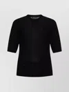 Fabiana Filippi Crewneck Wool Top Short Sleeves Sparkling Finish In Black
