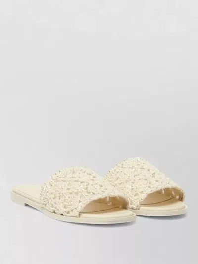 Fabiana Filippi Crochet Detail Flat Sole Open Toe Slides In Yellow