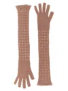 Fabiana Filippi Knit Gloves With Long Textured Design In Pink