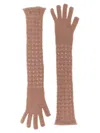 Fabiana Filippi Knit Gloves With Long Textured Design In Pink