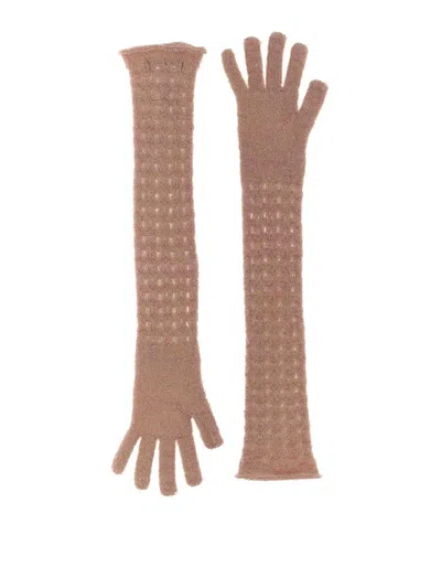 Fabiana Filippi Crochet Gloves In Nude