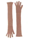 Fabiana Filippi Knit Gloves With Long Textured Design In Pink