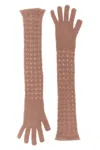 Fabiana Filippi Crocheted Mohair Blend Gloves With Dexterous Fit In Brown