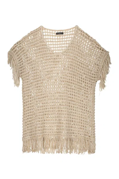 Fabiana Filippi Crochet Knit Sweater In Brown