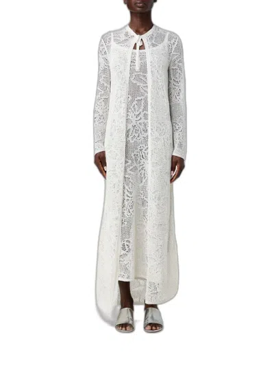 Fabiana Filippi Crochet Long Cardigan In White