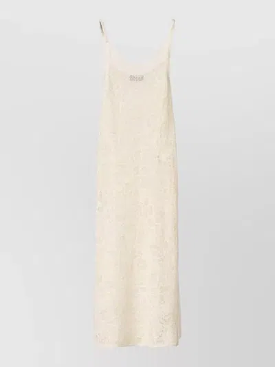Fabiana Filippi Crochet Maxi Dress Open Knit Scoop Neckline In Neutral