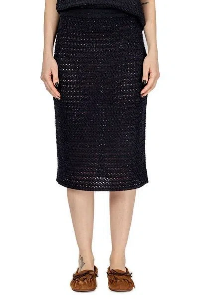 FABIANA FILIPPI FABIANA FILIPPI SEQUINNED OPEN-KNIT MIDI SKIRT