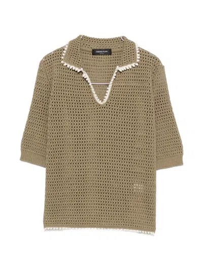 Fabiana Filippi Crochet-knit Short-sleeve Sweater In Neutral