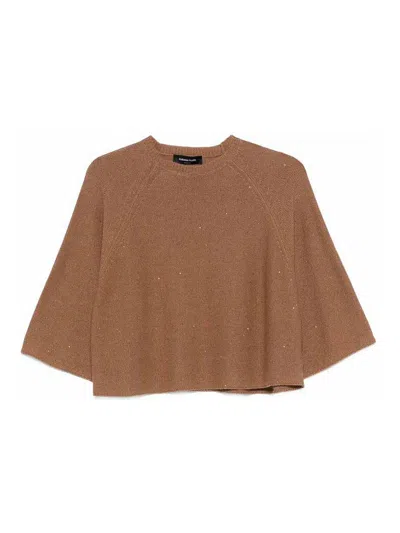 Fabiana Filippi Crop Sweater In Brown