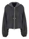 Fabiana Filippi Flannel Wide Bomber With Pepita Detail In Gray