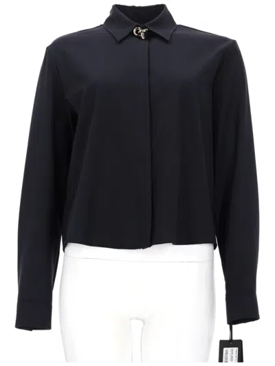 Fabiana Filippi Cropped Boxy Wool-blend Shirt In Black