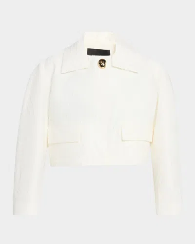 Fabiana Filippi Cropped Crinkled Wool Jacquard Jacket