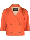Fabiana Filippi Double-breasted Boxy Stretch Wool Blazer In Orange