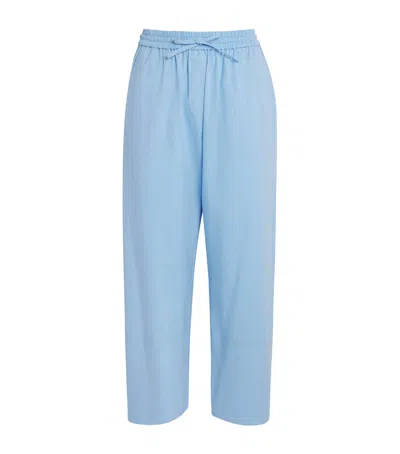 Fabiana Filippi Cropped Drawstring Straight Trousers In Blue