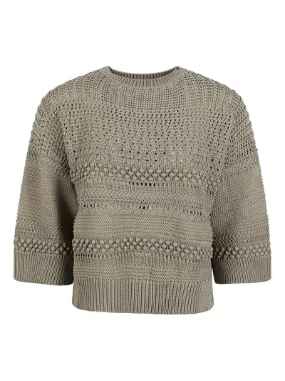 Fabiana Filippi Cropped Open-knit Jumper In Argilla
