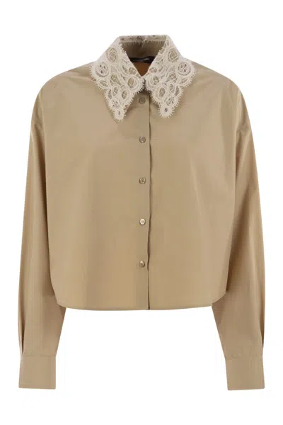 FABIANA FILIPPI FABIANA FILIPPI CROPPED SHIRT WITH LACE COLLAR
