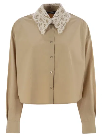 FABIANA FILIPPI CROPPED SHIRT WITH LACE COLLAR