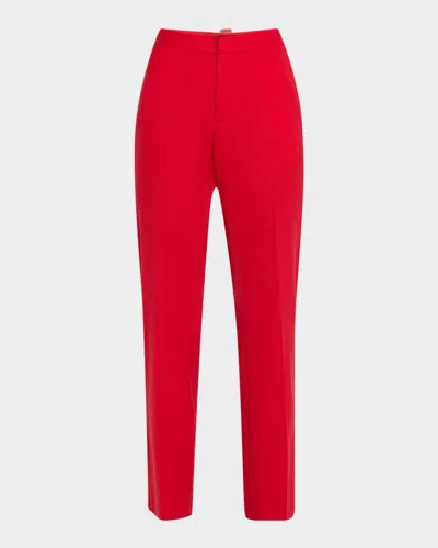 Fabiana Filippi Cropped Slim-fit Donegal Tweed Trousers In Red