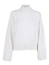 Fabiana Filippi Cropped Turtleneck Sweater In Fine Merino Wool In White