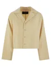 Fabiana Filippi Cropped Wide Jacket In Refined Double Wool Fabric In Neutral