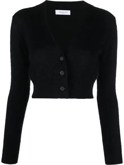 Fabiana Filippi Cropped Wool-blend Cardigan In Black