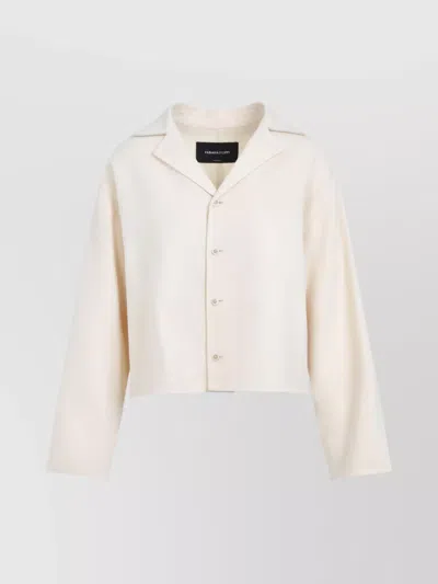 Fabiana Filippi Cropped Wool Jacket Dropped Shoulders In Brown