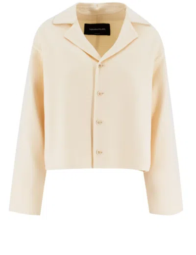 Fabiana Filippi Cropped Wool Jacket With Elegant Lapels In Neutral