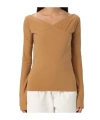 Fabiana Filippi Cross-collar Long-sleeved T-shirt In Brown